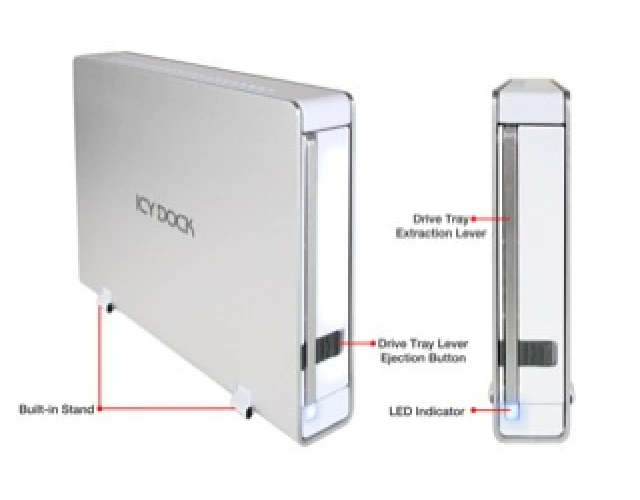 Boîtier de disque dur ICY Dock avec tiroir amovible et 1x eSata, 1x port USB2