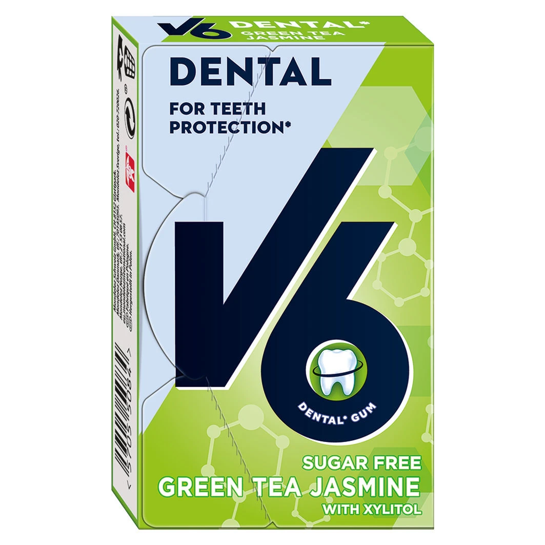 V6 Kaugummi Dental Green Tea Jasmine 24 x 24 g