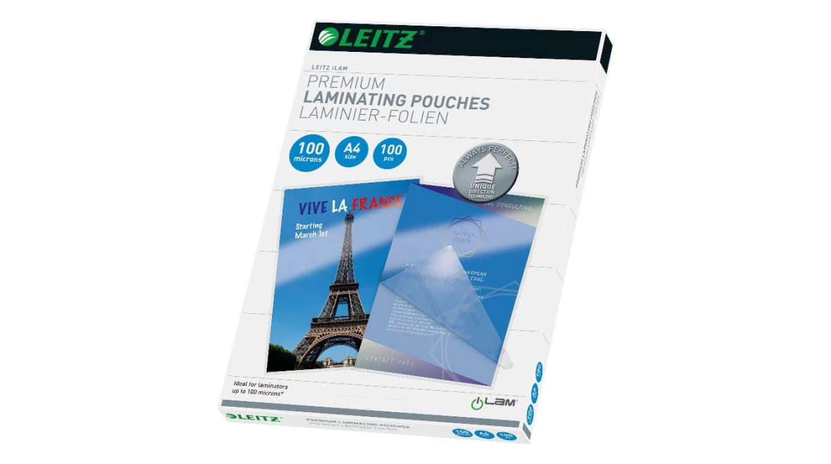 LEITZ Pochettes à plastifier A4, brillant, 80my, 100 pcs.