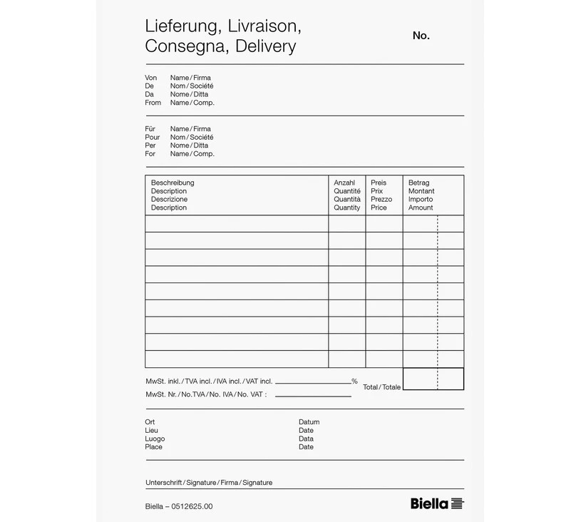 BIELLA Lieferscheine Copy-Bloc A6, 50 Blatt