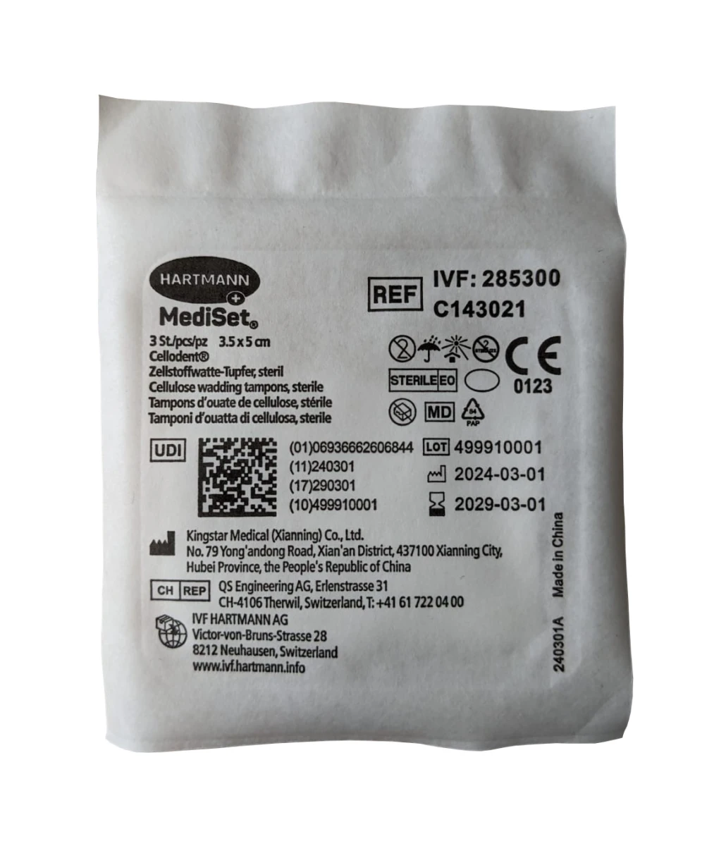 MEDISET Zellstoffwatte-Tupfer Cellodent 120 x 3 Stück
