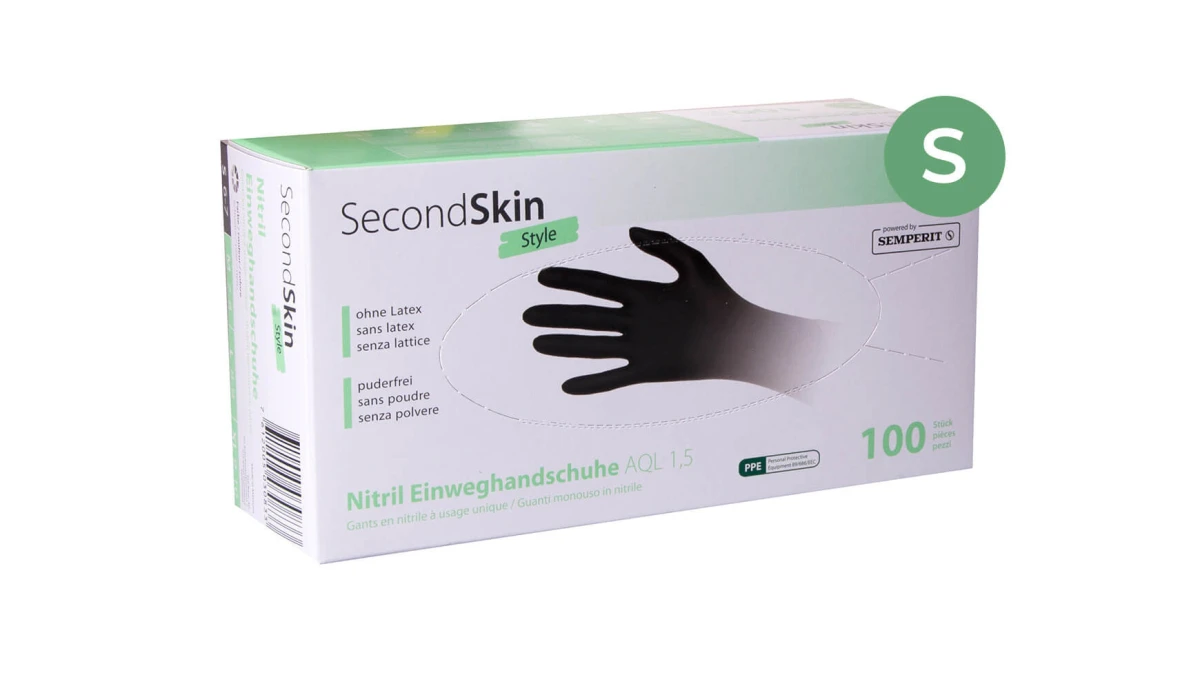 SECONDSKIN Gants en nitrile Style taille S, 100 pièces