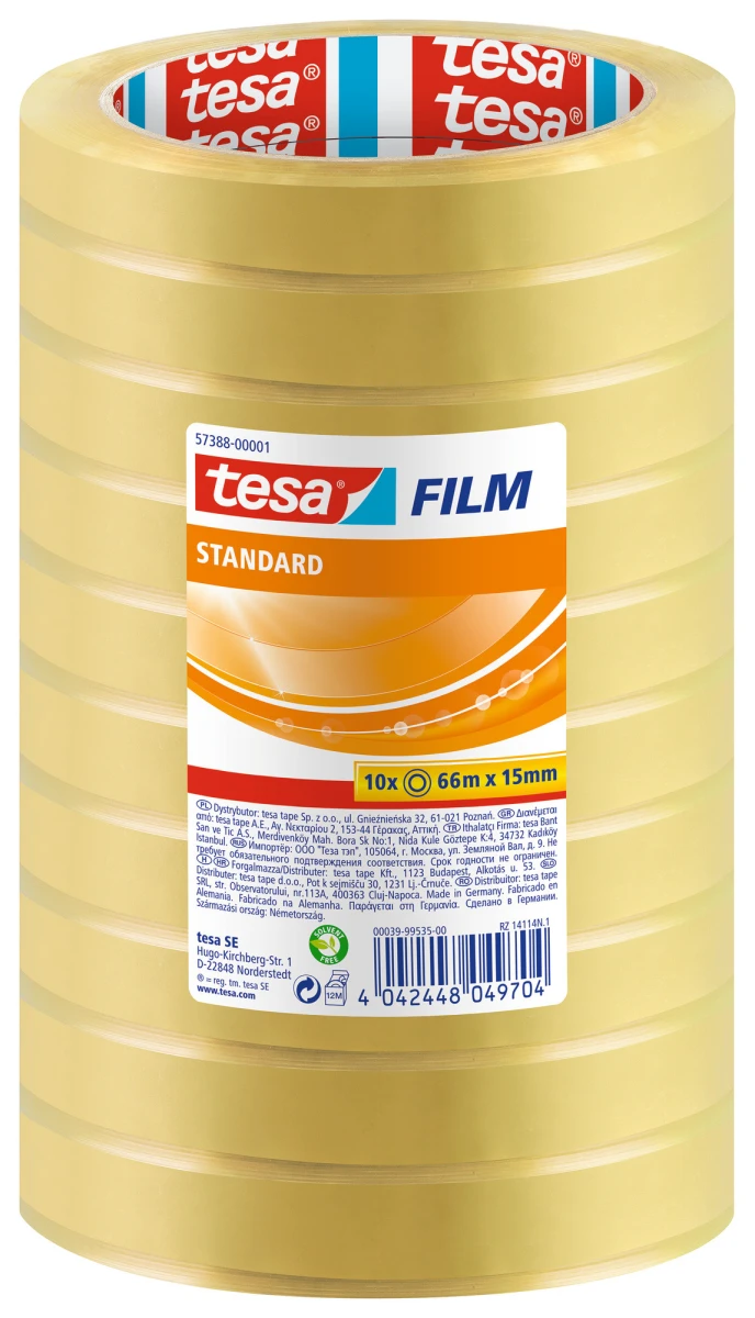 TESA Ruban adhésive Standard 66 m x 15 mm (10x)