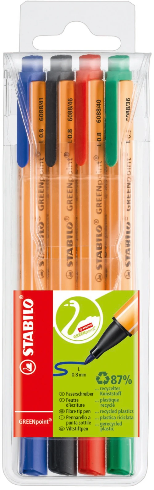 STABILO Faserschreiber GREENpoint 0.8 mm - 4 Stk.