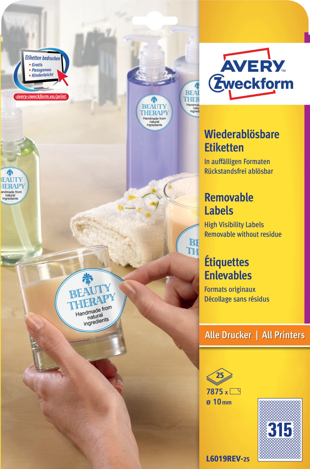 AVERY ZWECKFORM L6019REV-25 Étiquettes, ø 10 mm, 25 feuilles