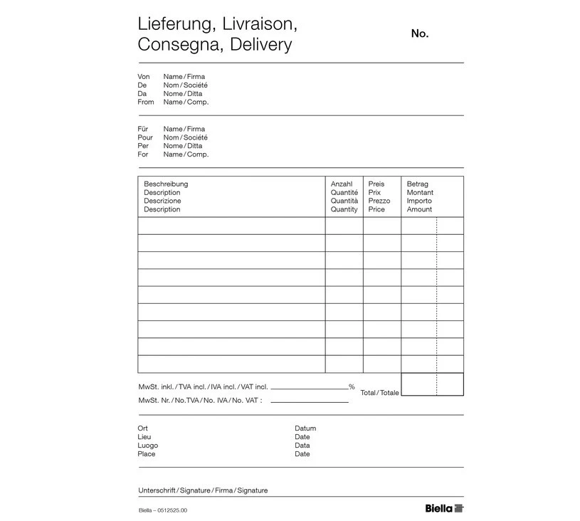 BIELLA Lieferscheine Copy-Bloc A5, 50 Blatt