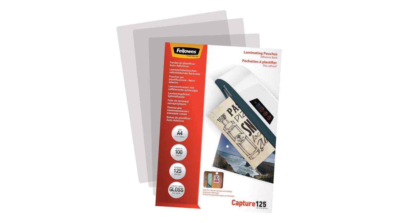 FELLOWES Capture 125 Films de plastification A4, adhésive
