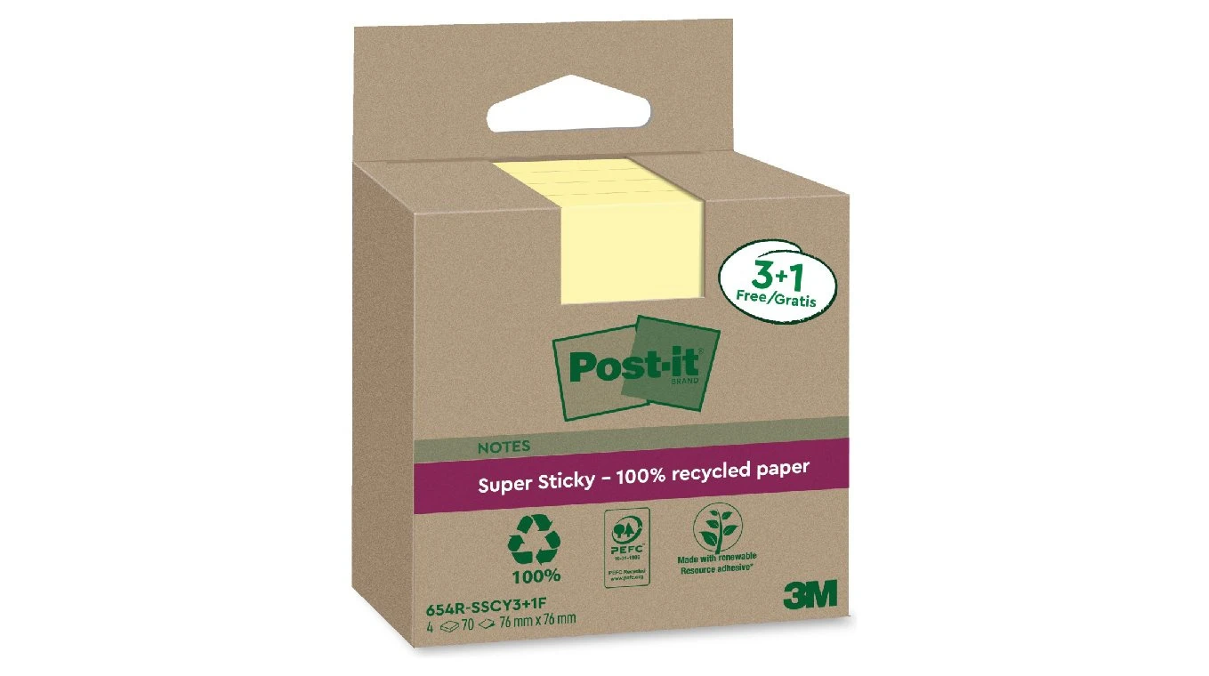 POST-IT Notes adhésives Recycling Super Sticky 4 x 70 feuilles