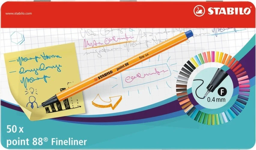 STABILO Fineliner Point 88 - Metalletui (50x)