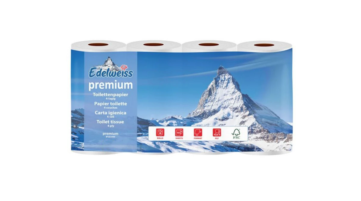 EDELWEISS Papier toilette Premium 4 couches, 8 rouleaux