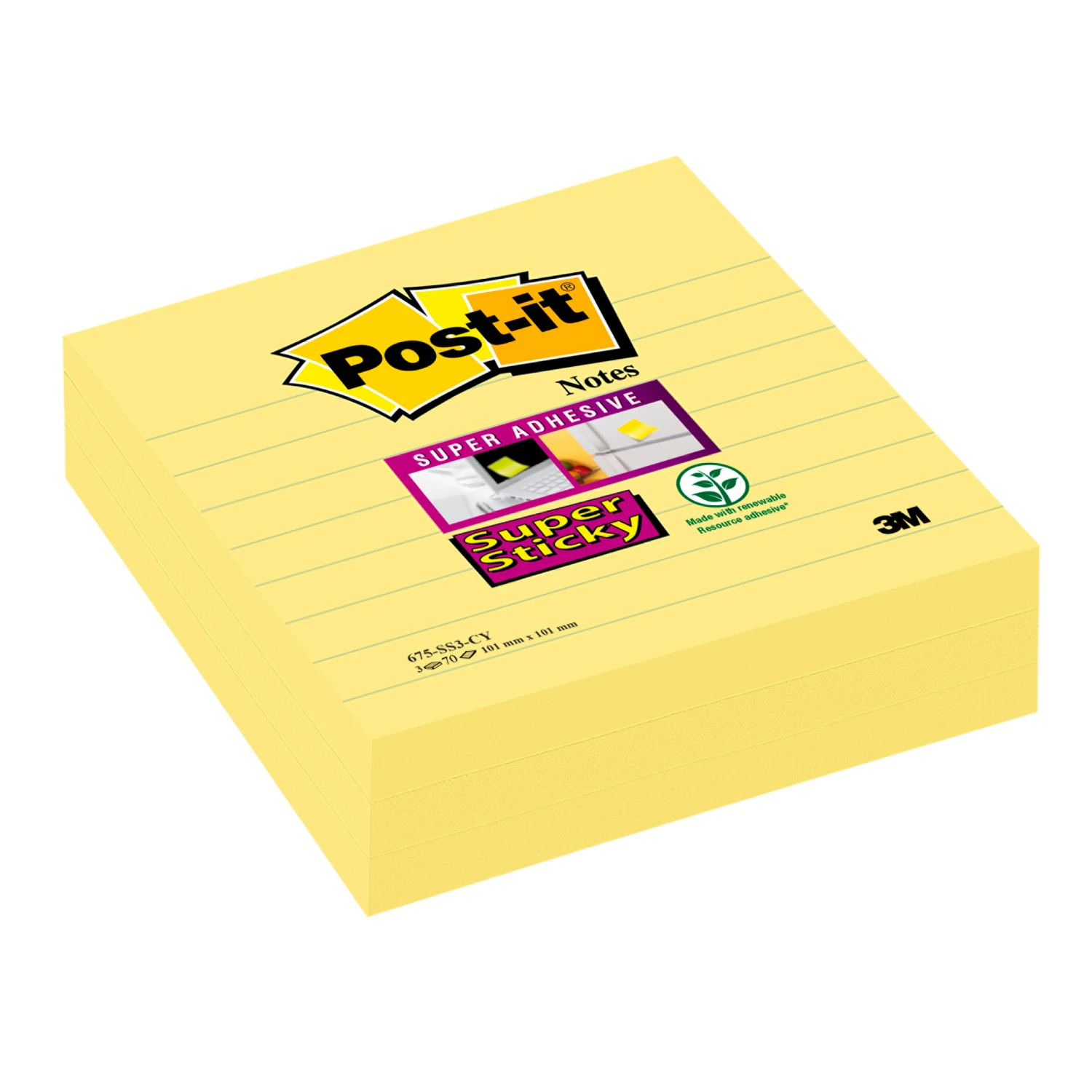 POST-IT Notes adhésives Super Sticky Grand 3 x 70 feuilles