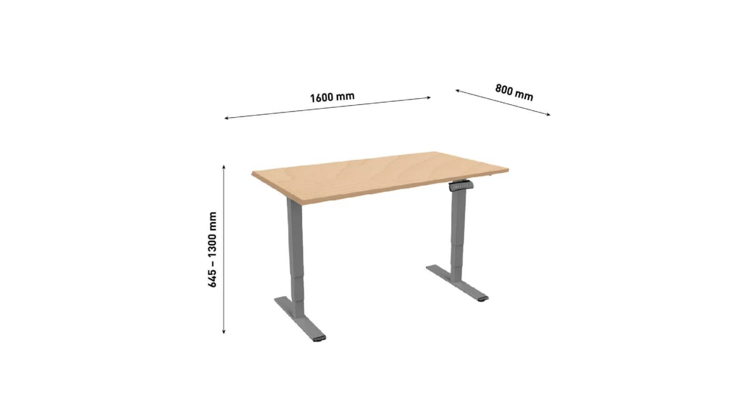 Contini höhenverstellbarer Bürotisch 1.6 × 0.8 m
