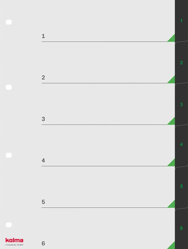 KOLMA Répertoire de chiffres LineaVerde 1 – 6