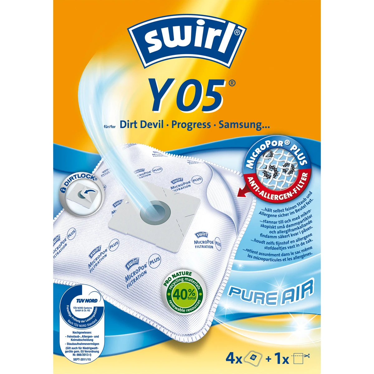 SWIRL Sac aspirateur Y 05 EcoPor 4 pièces
