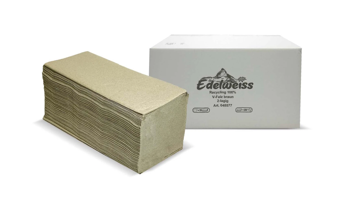 EDELWEISS Essuie-mains en papier pliage V, 2 couches, brun