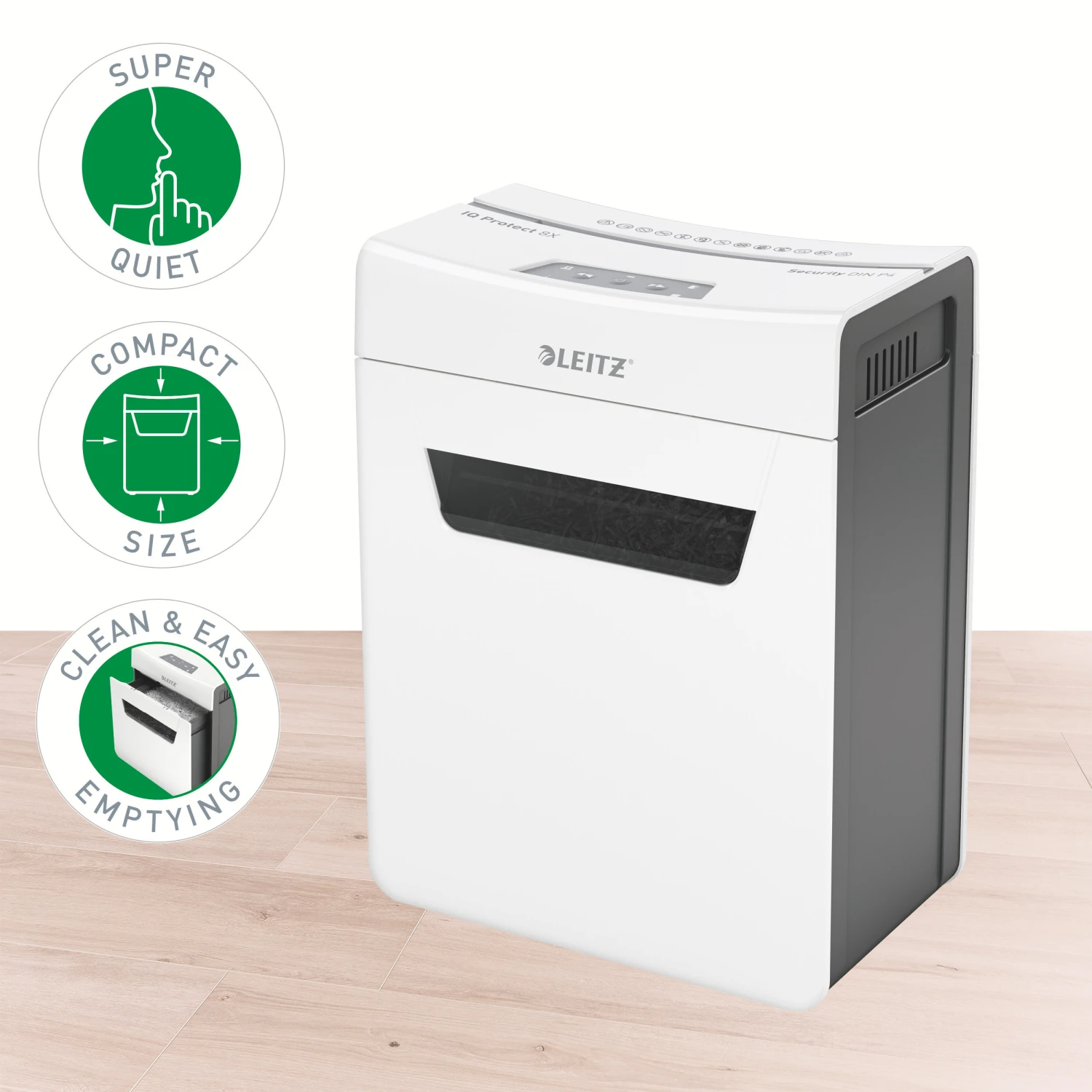 LEITZ Aktenvernichter IQ Protect 8X, P-4, 14lt
