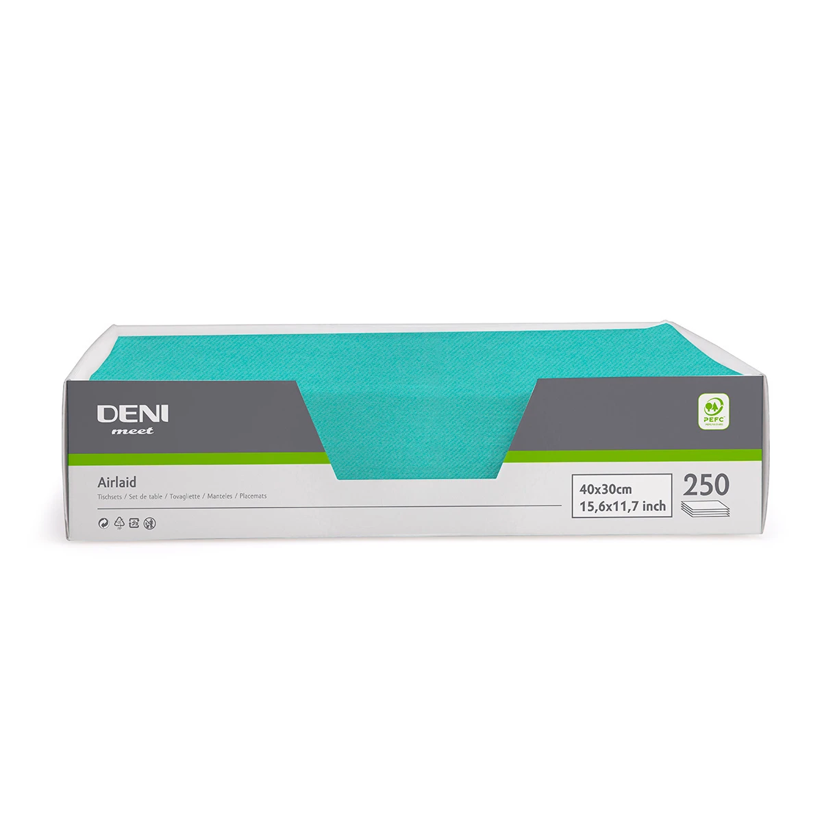 DENI meet Tischset Airlaid, acqua, 30x40cm, Pack zu 250 Stück