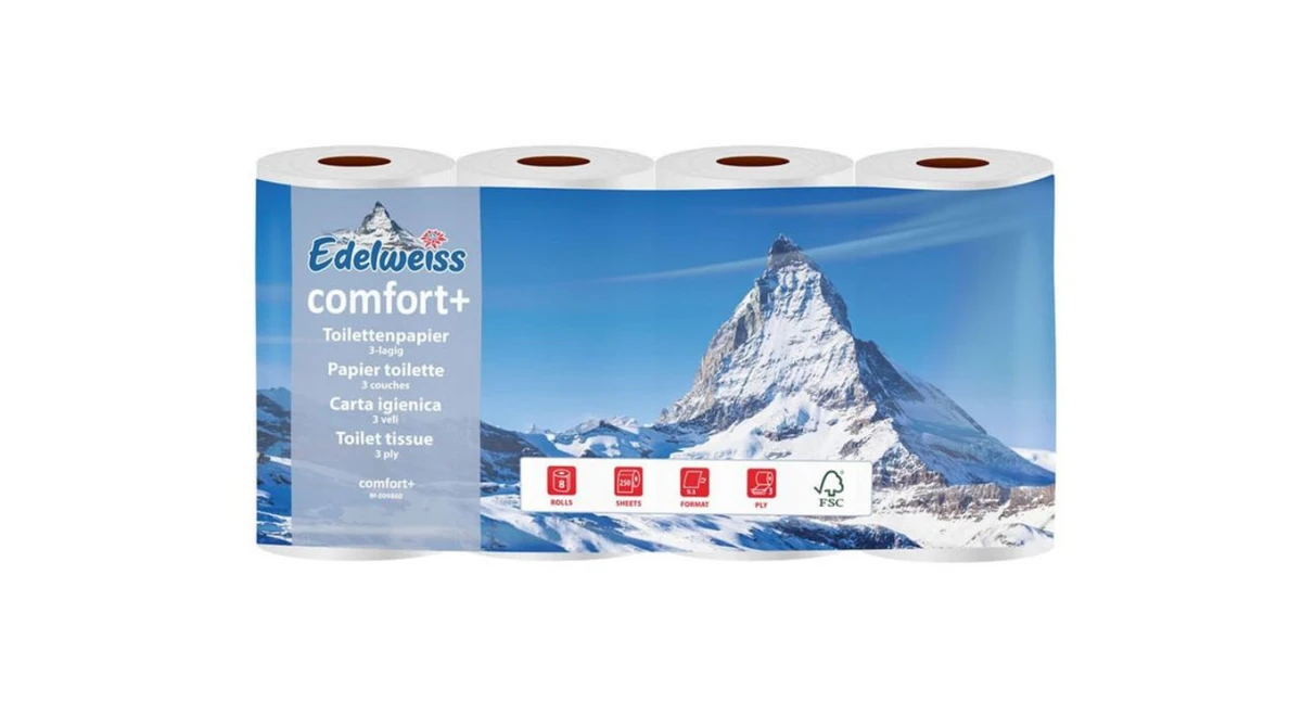 EDELWEISS Papier toilette comfort plus 3 couches, 8 rouleaux
