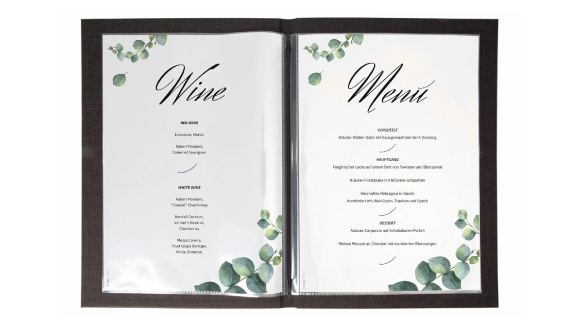 SIGEL Porte-menu avec reliure élastique - 8 pages