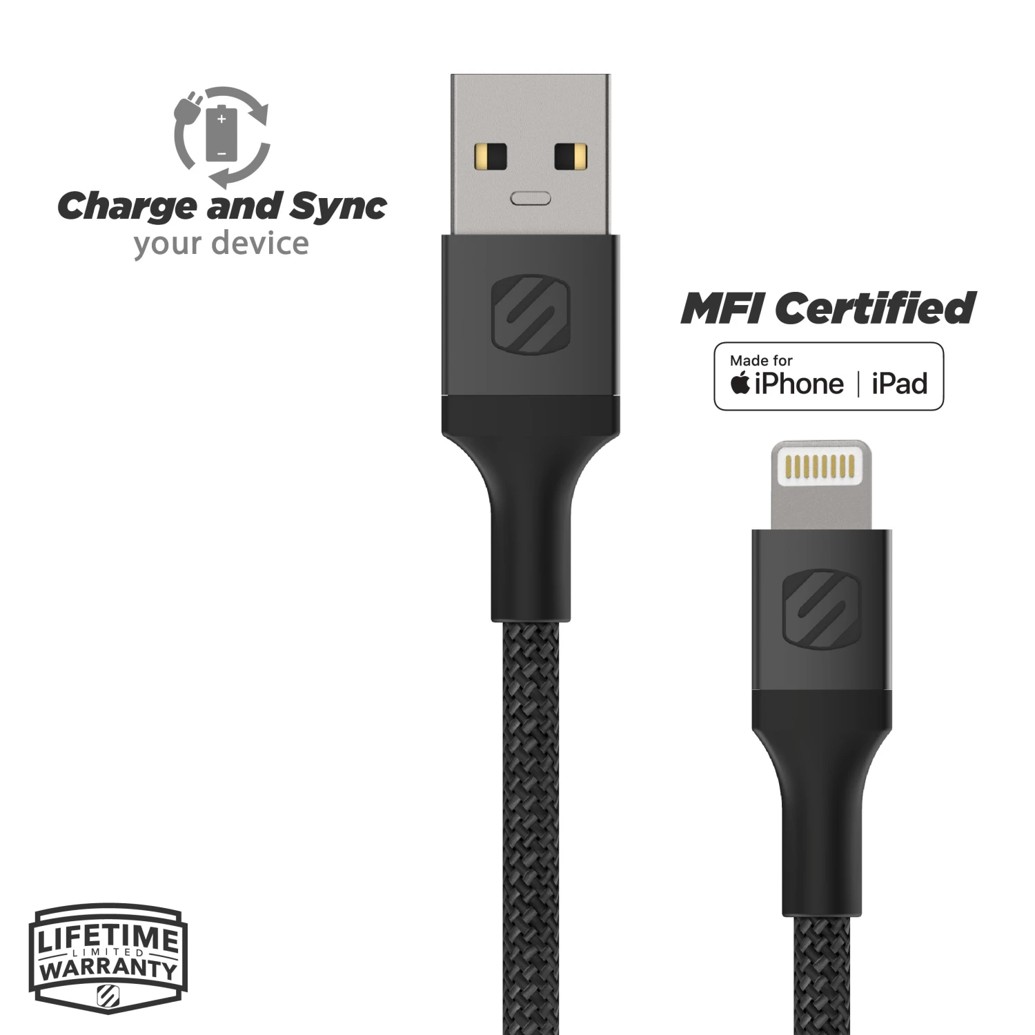 Scosche Strikeline Premium câble USB-A vers Lightning 0.3m