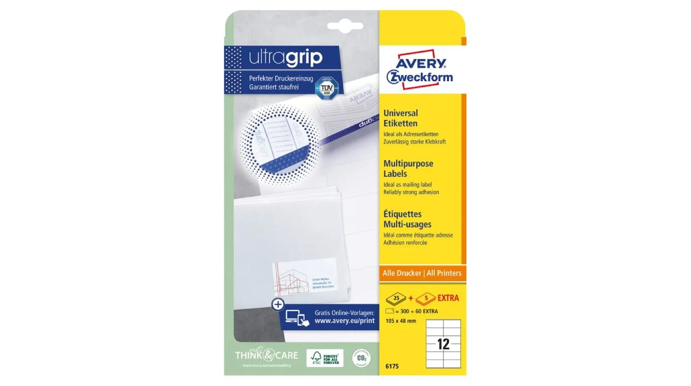 AVERY ZWECKFORM 6175 Etiketten 10.5 x 48 mm, 30 Blatt