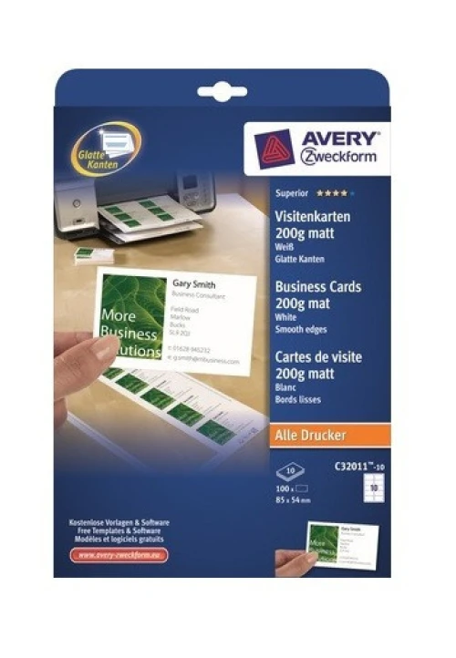 AVERY ZWECKFORM C32011-10 Visitenkarten matt 85x54 mm