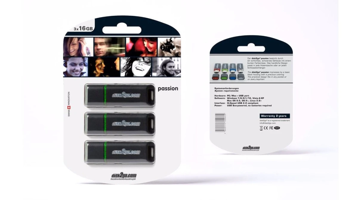 DISK2GO USB-Stick passion 2.0, 16GB - 3 pcs