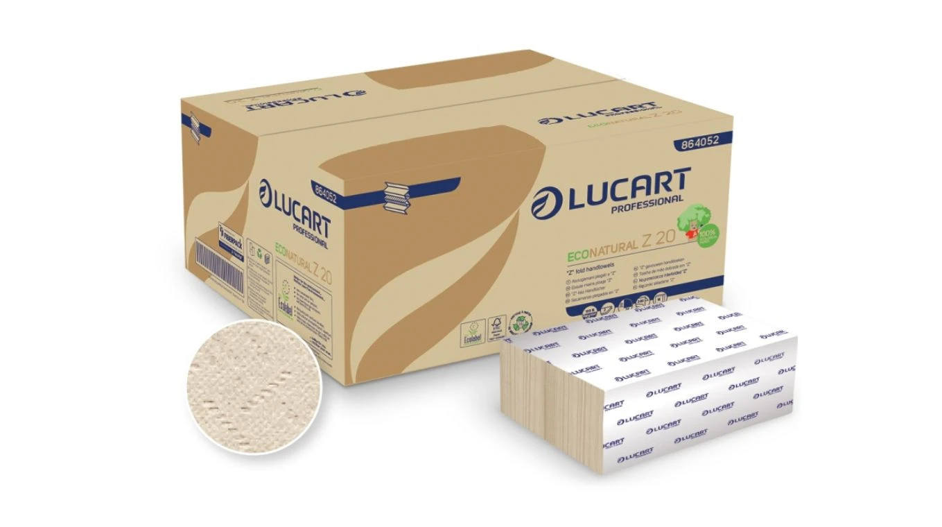 LUCART Essuie-mains en papier EcoNatural Z20 pliage Z, 2 couches, havane