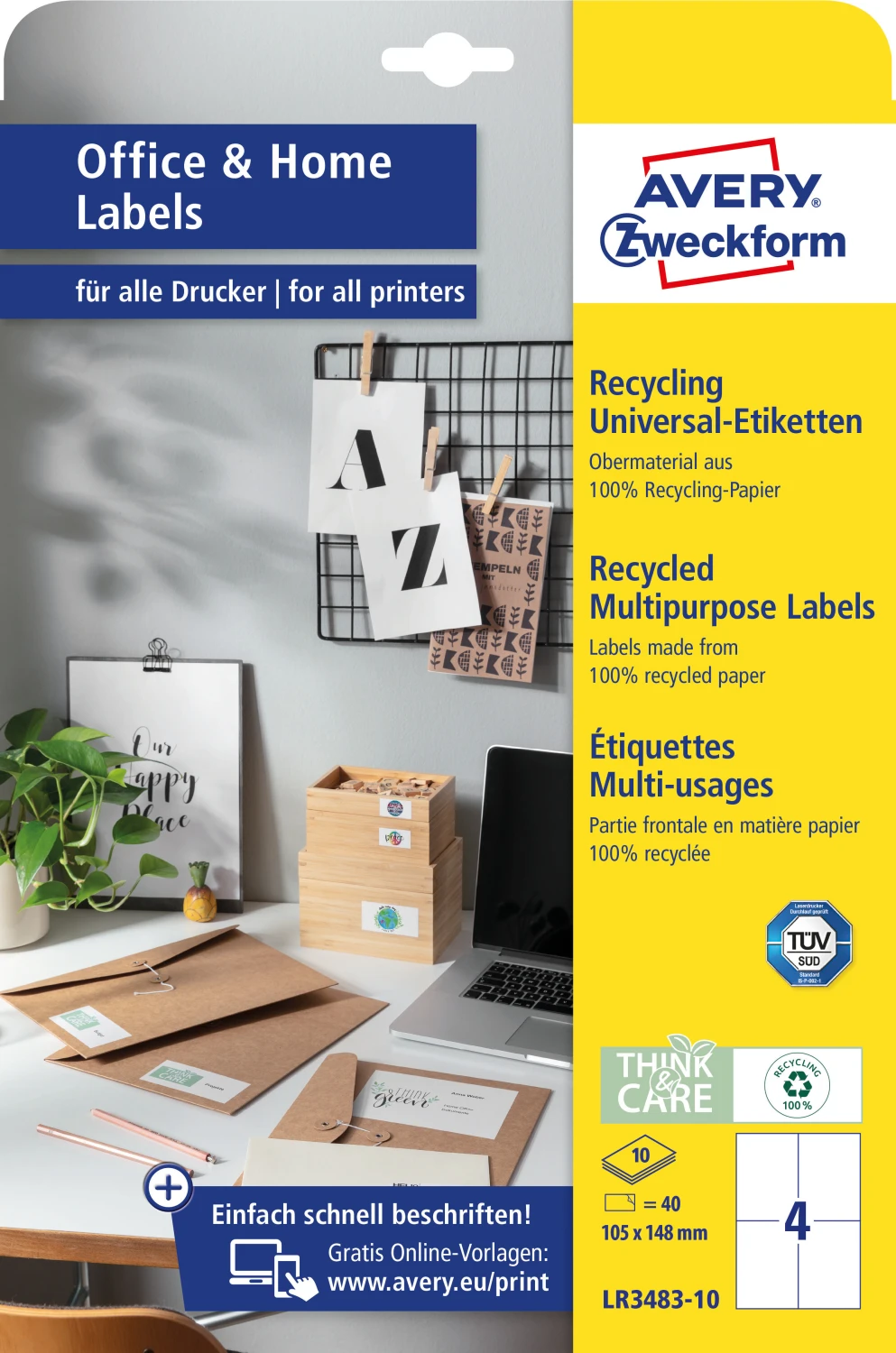 AVERY ZWECKFORM LR3483-10 Étiquettes, 148 x 105 mm, 10 feuilles
