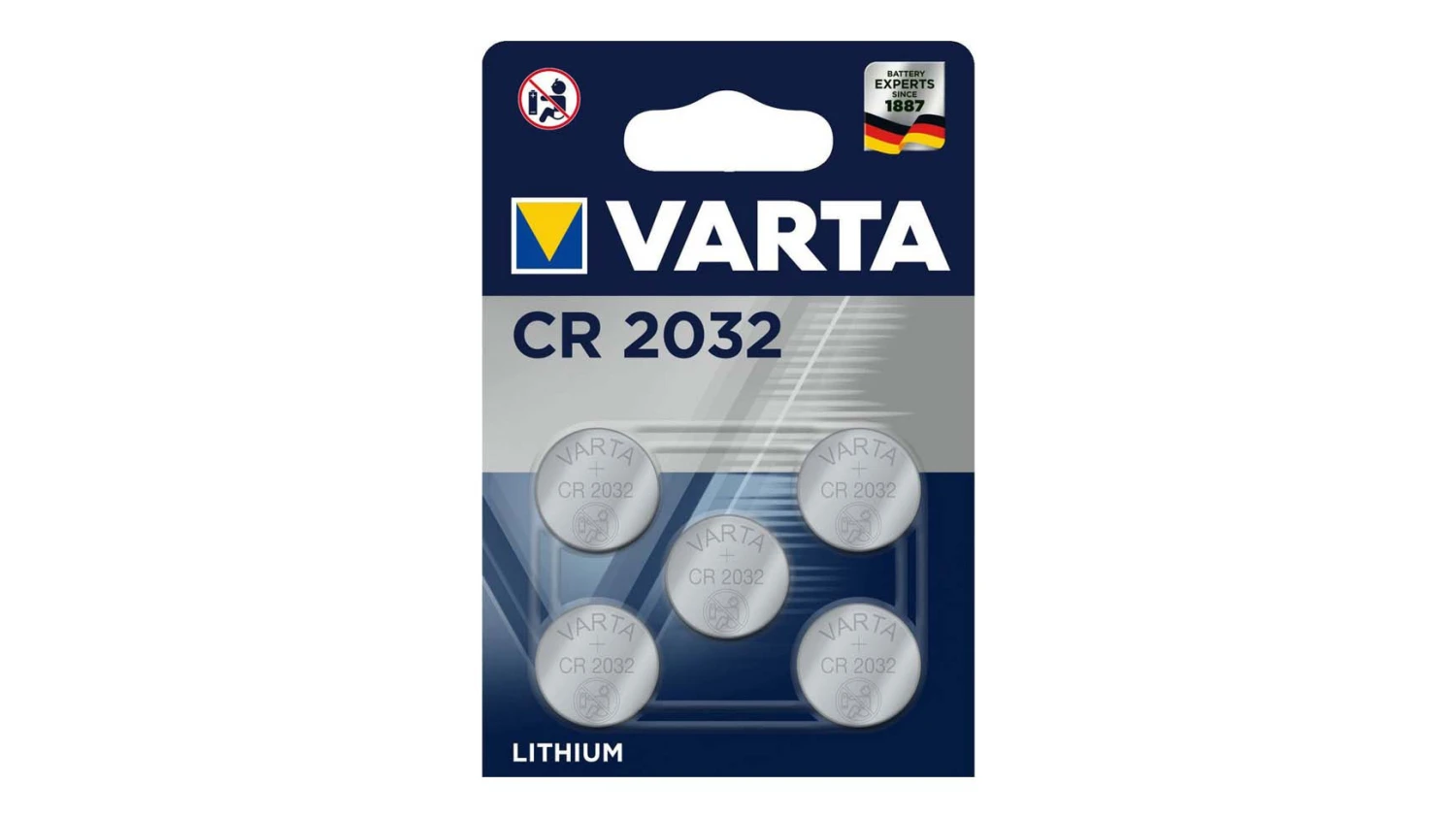 VARTA Knopfbatterie Lithium CR2032, 3V (5x)