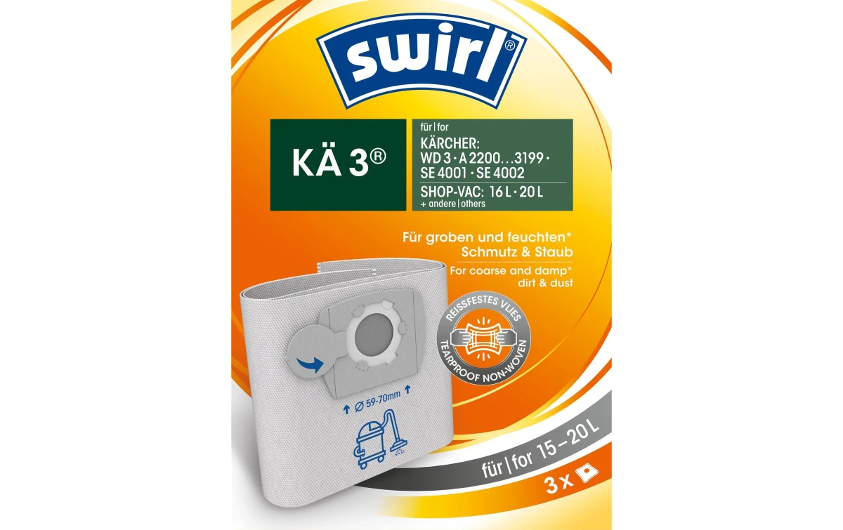 SWIRL Sac aspirateur KA 3.0 non-tissé indéchirable 3 pièces