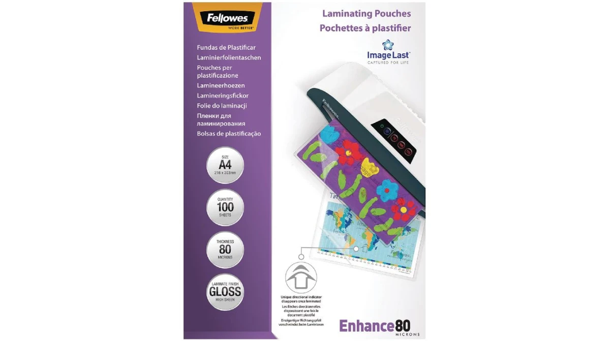 FELLOWES Enhance 80 Pochettes de plastification A4, 80my
