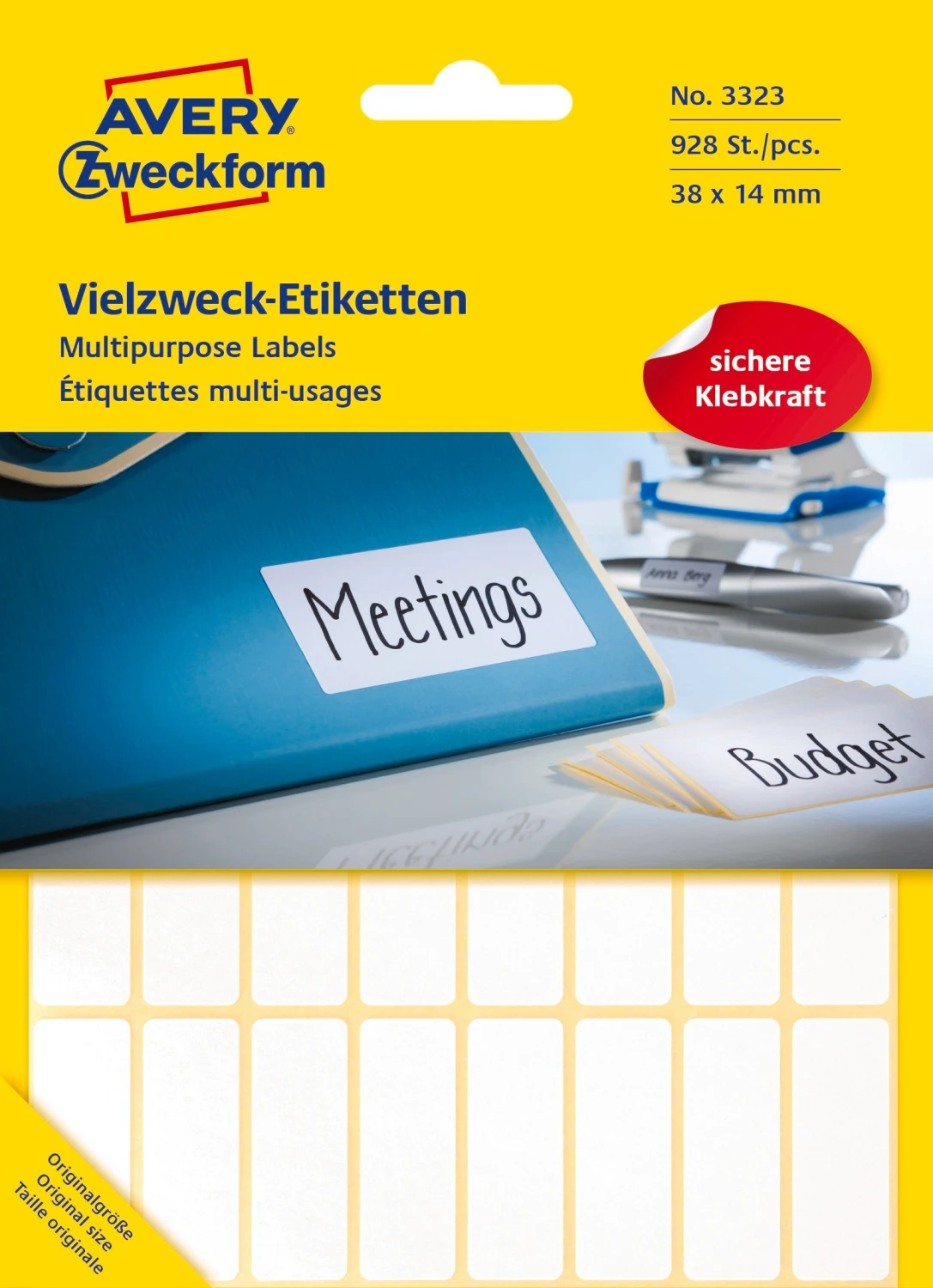 AVERY ZWECKFORM Étiquettes multi-usages 3323, 38 x 14 mm, 29 feuilles