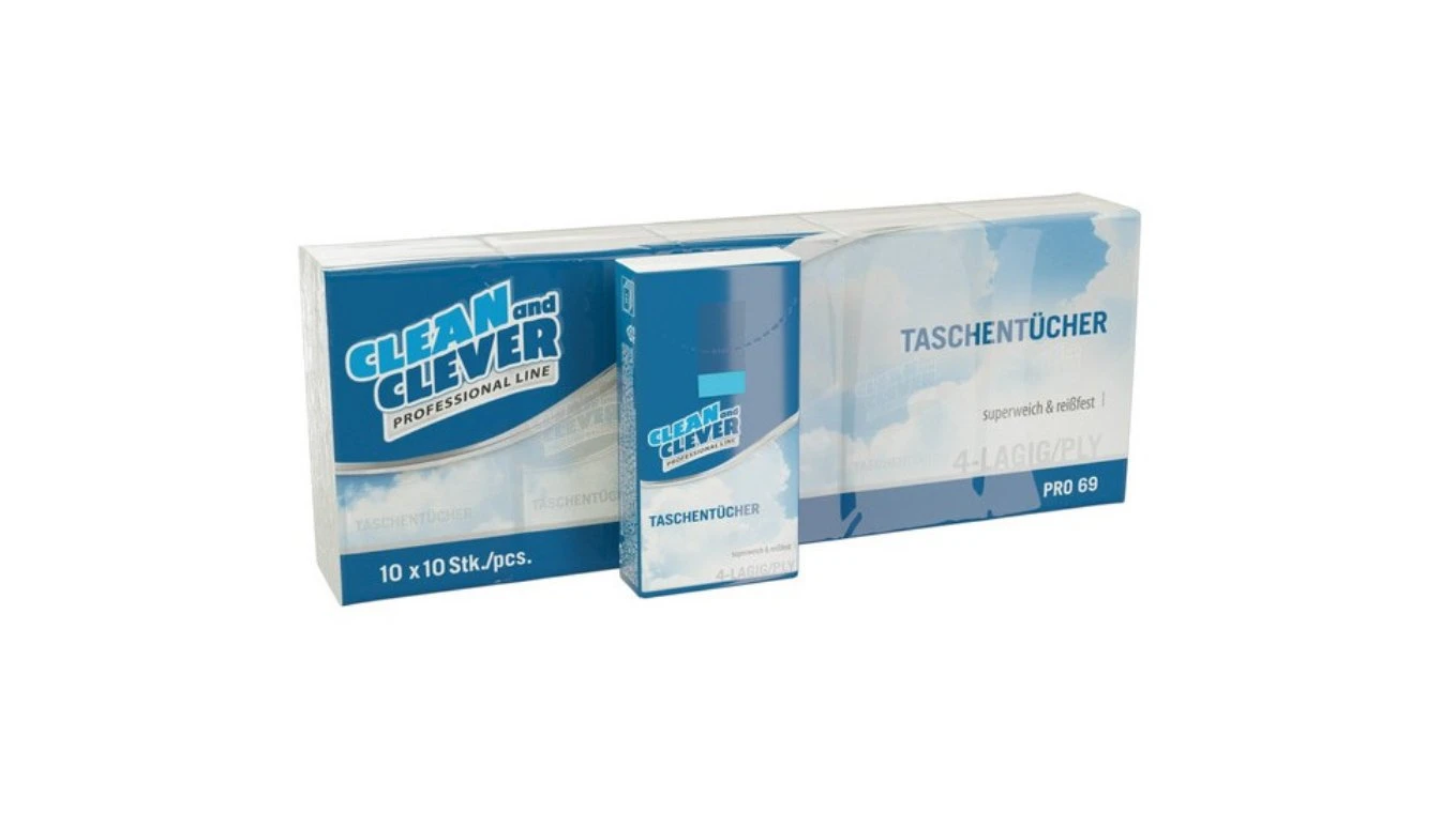 CLEANandCLEVER Mouchoirs PRO69, 4 couches, 24 x 10 paquets