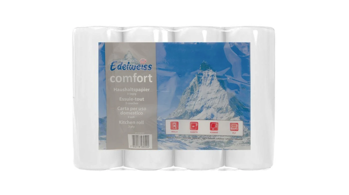 EDELWEISS Essuie-tout 3 couches, 4 rouleaux