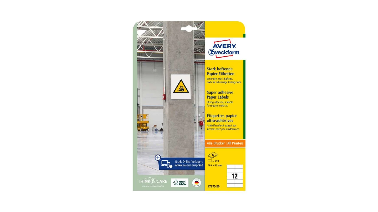 AVERY ZWECKFORM L7875-20 Etiketten 105 x 48 mm, 20 Blatt