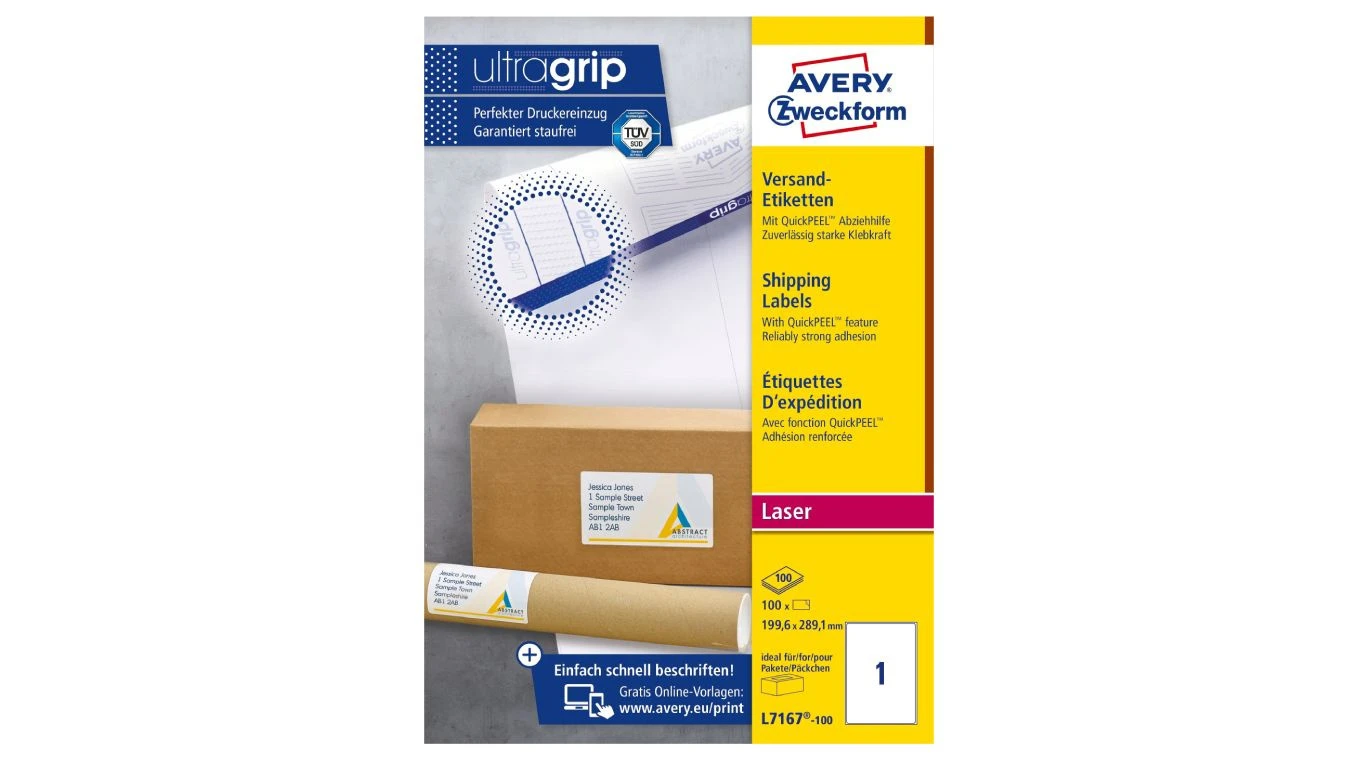 AVERY ZWECKFORM L7167-100 Versandetiketten, 199.6 x 289.1 mm, 100 Blatt