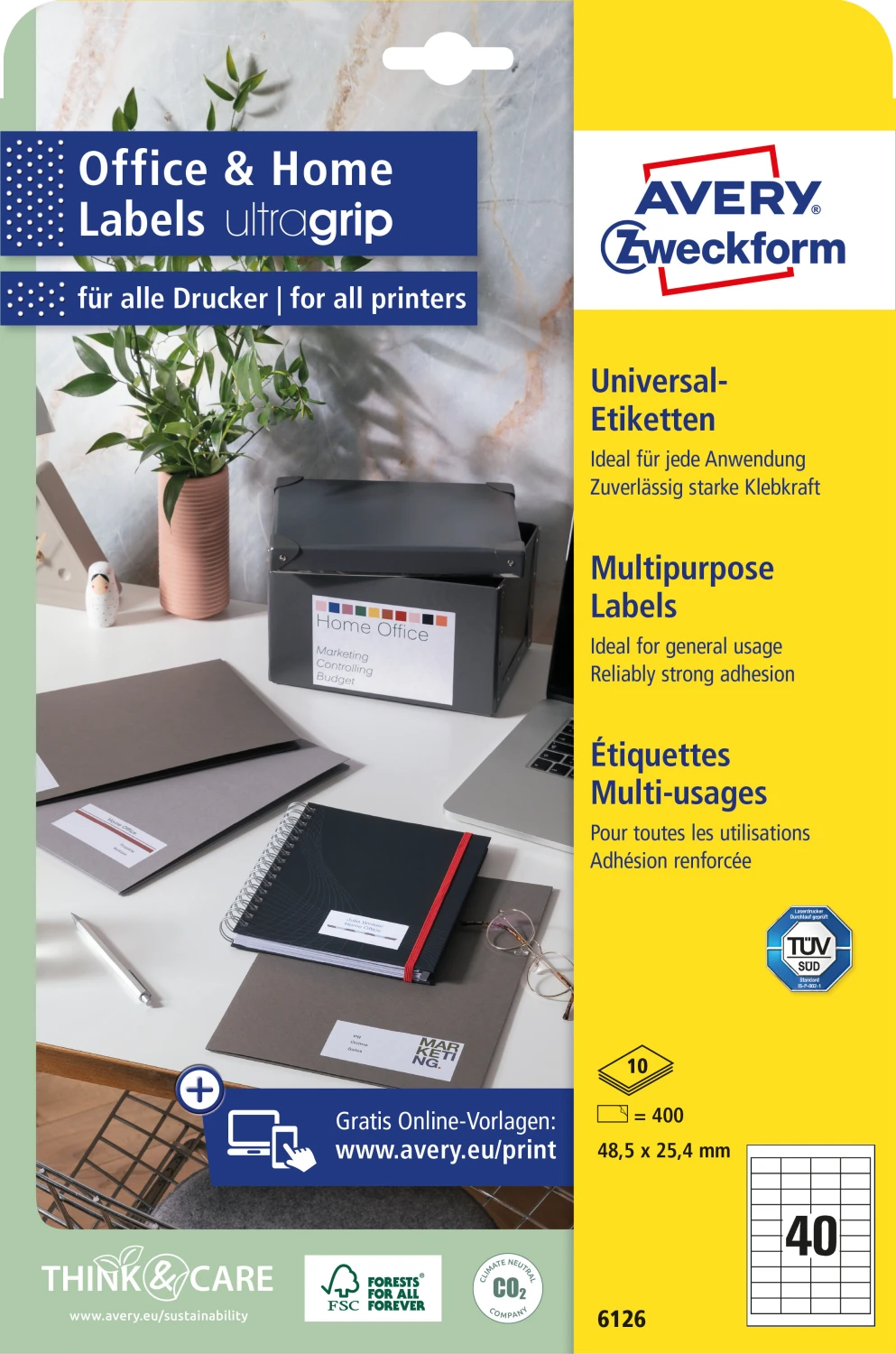 AVERY ZWECKFORM 6126 Etiketten, 48.5 x 25.4 mm, 10 Blatt