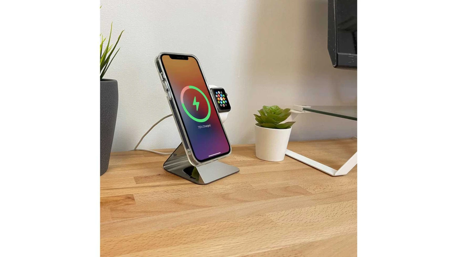 MACALLY MMAGSTAND2-SS MagSafe & Apple Watch Support