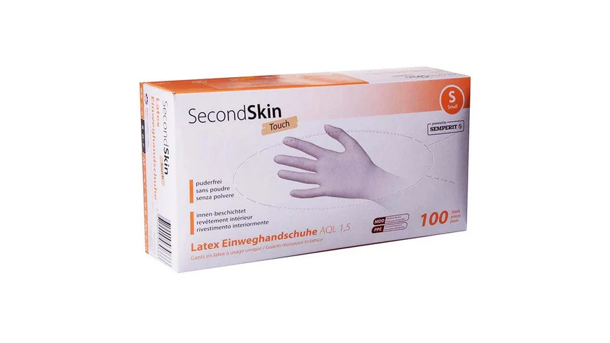 SECONDSKIN Gants en latex Touch taille S, 100 pièces
