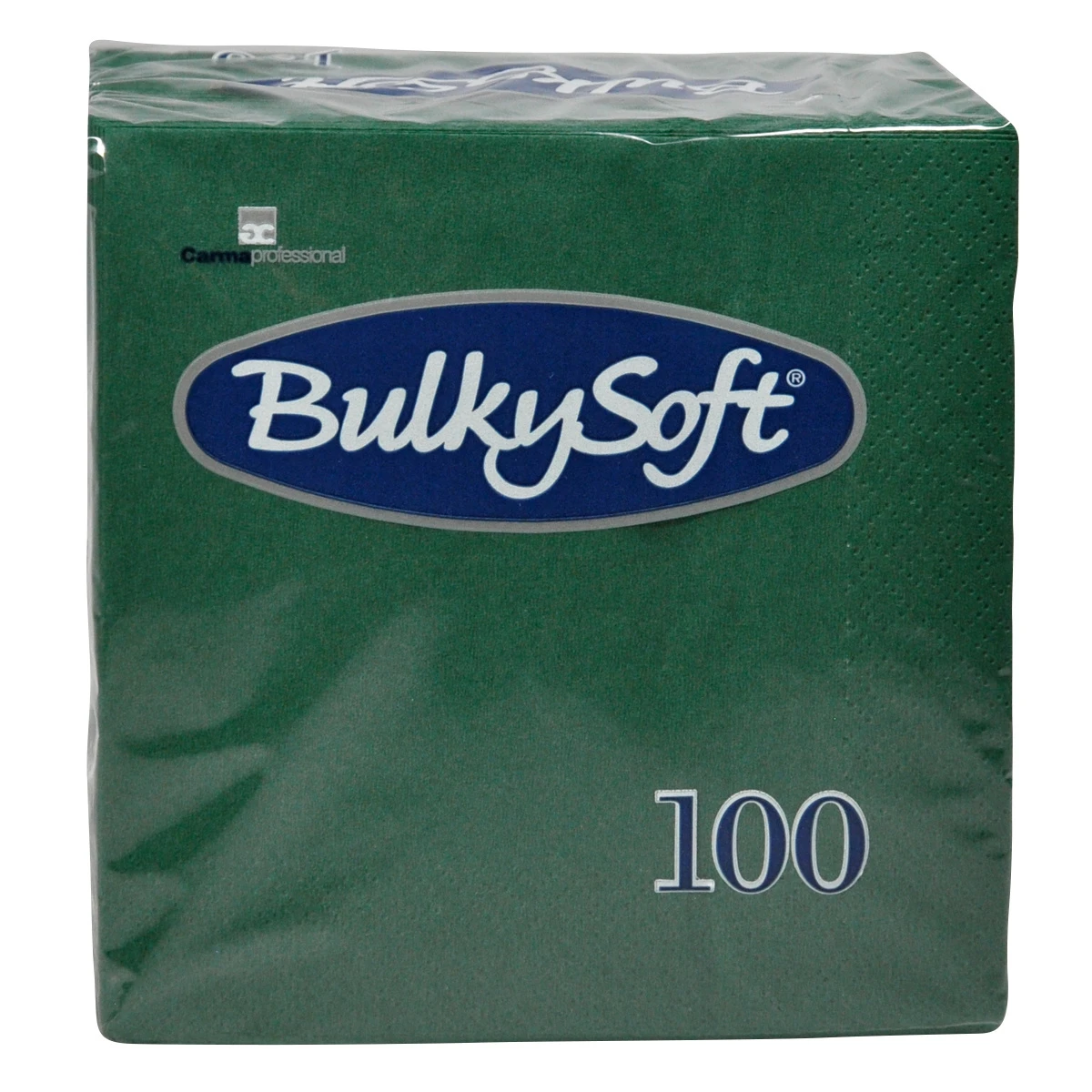 Serviettes BulkySoft Cocktail, vert sapin, 2 plis, 24 x 24 cm, 1/4 de pli, carton de 3'000 pièces