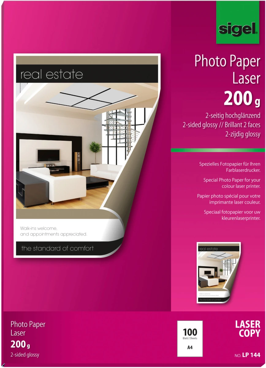SIGEL Papier photo A4 laser/copieur couleur, 200g