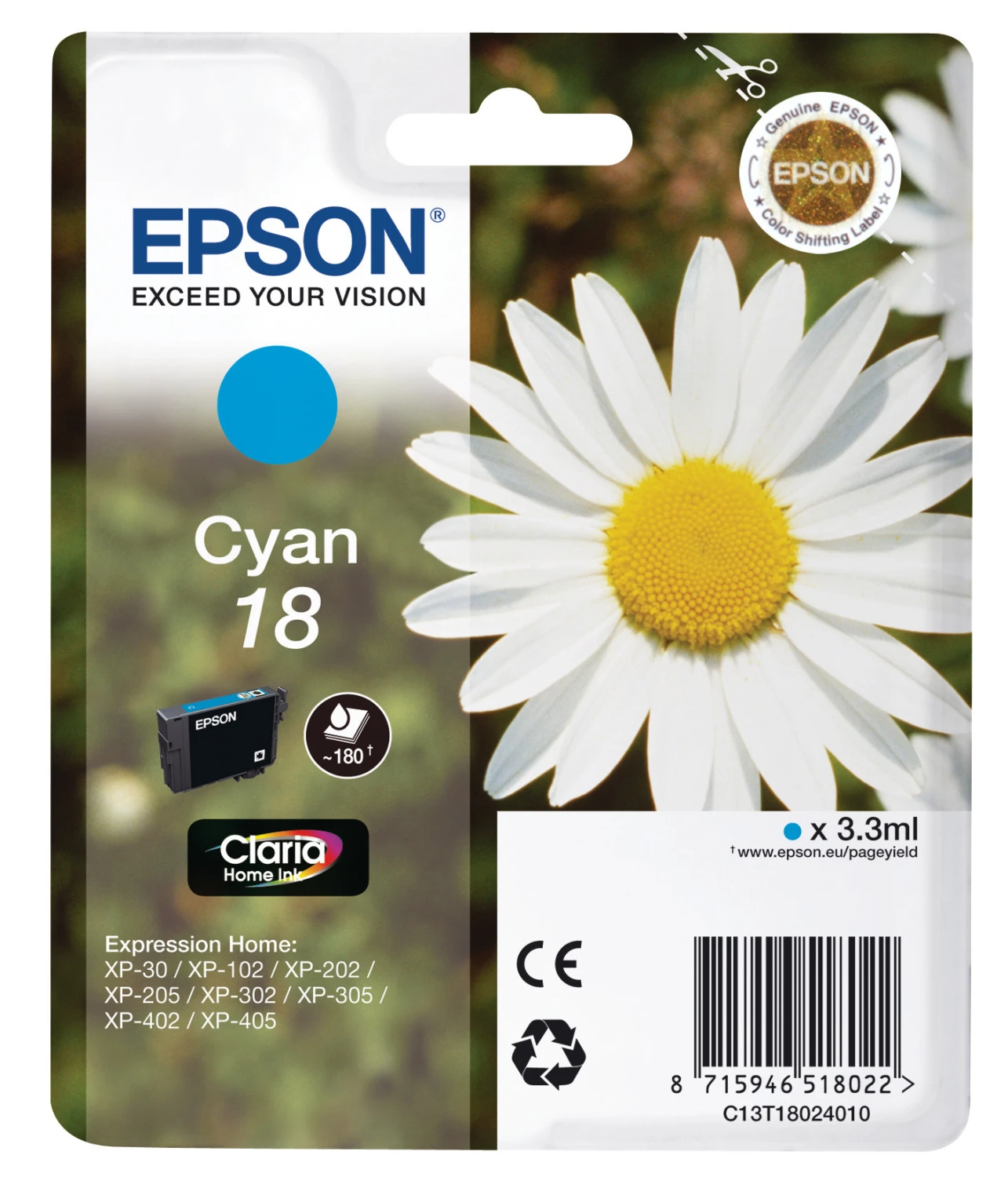 EPSON Tintenpatrone cyan T180240