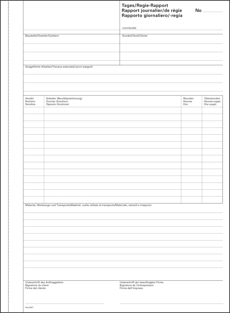 Blocs autocopiants rapports journaliers régie No 9171 OK