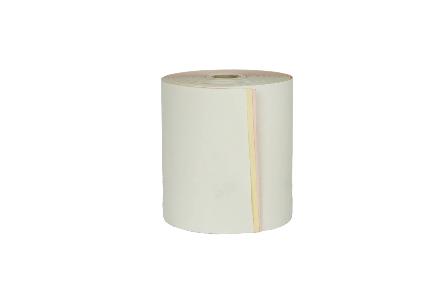 Rouleau de caisse, 3 couches, blanc, jaune, rose, 76x70x12 mm