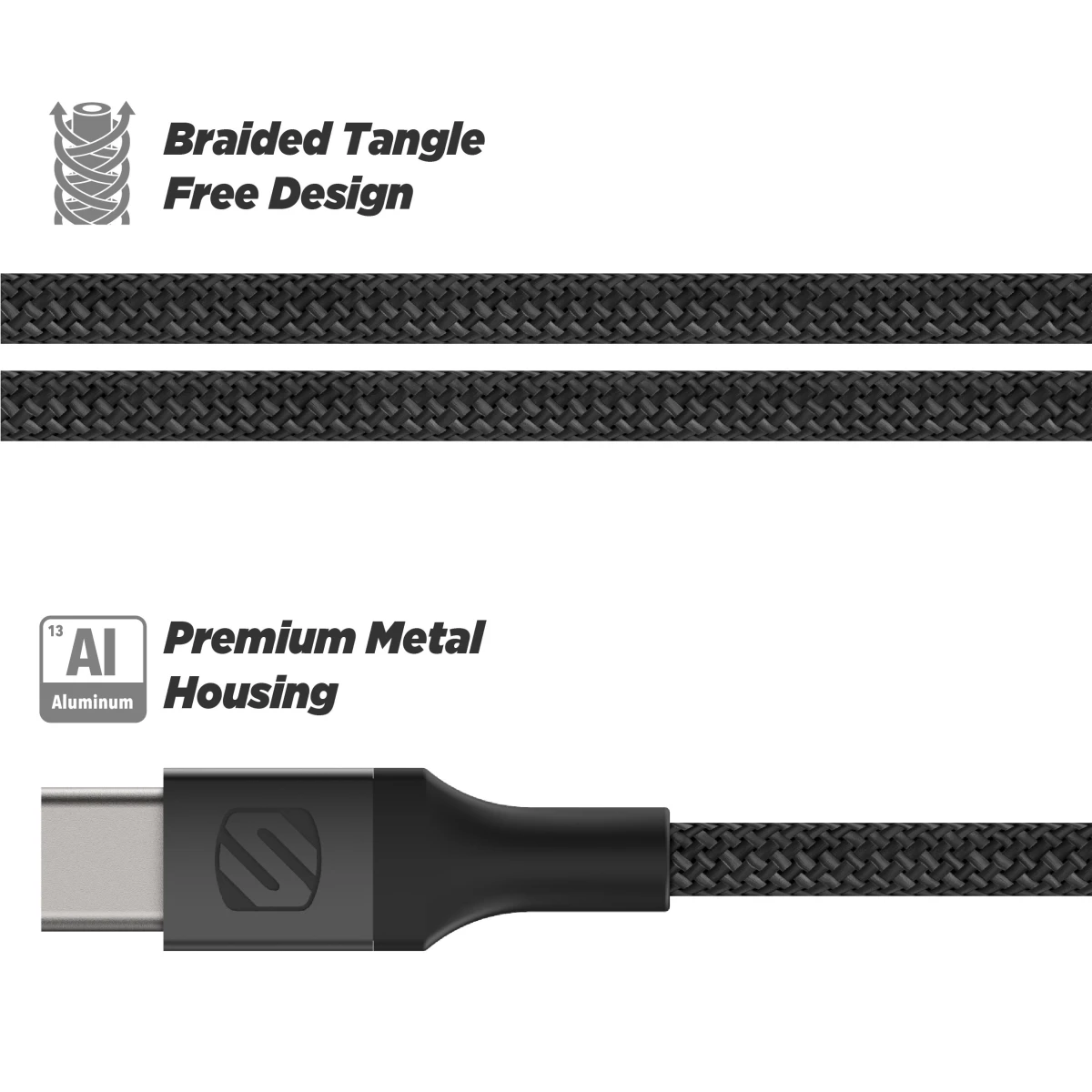 Scosche Strikeline Premium USB-A zu USB-C Kabel 0.3m