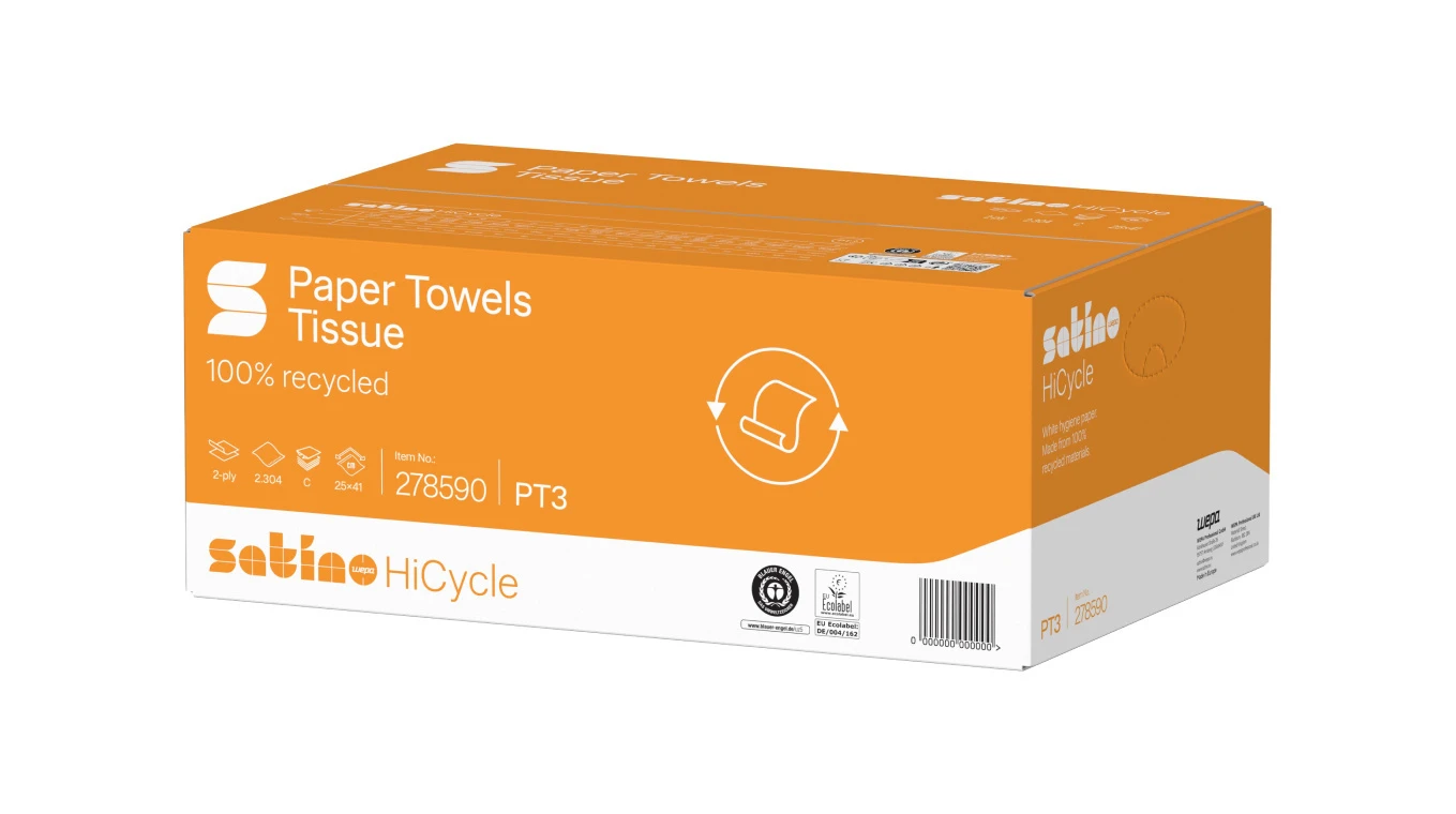 SATINO Essuie-mains en papier HiCycle pliage C, 2 couches, blanc