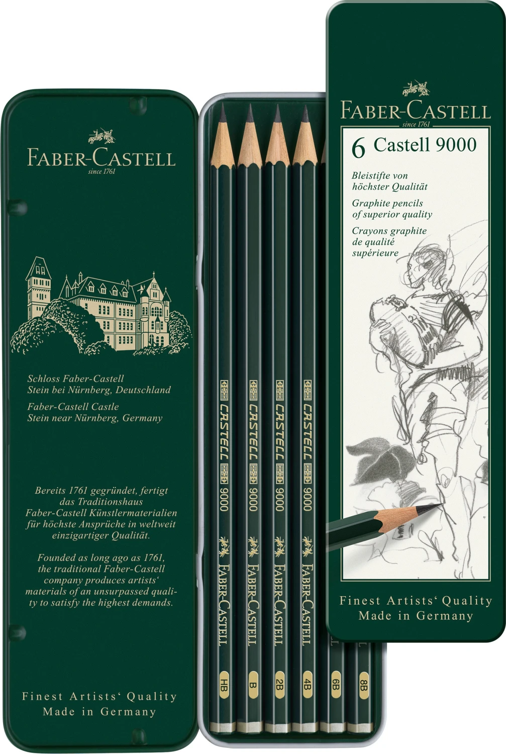 FABER-CASTELL Bleistift Castell 9000 - 6 Stück