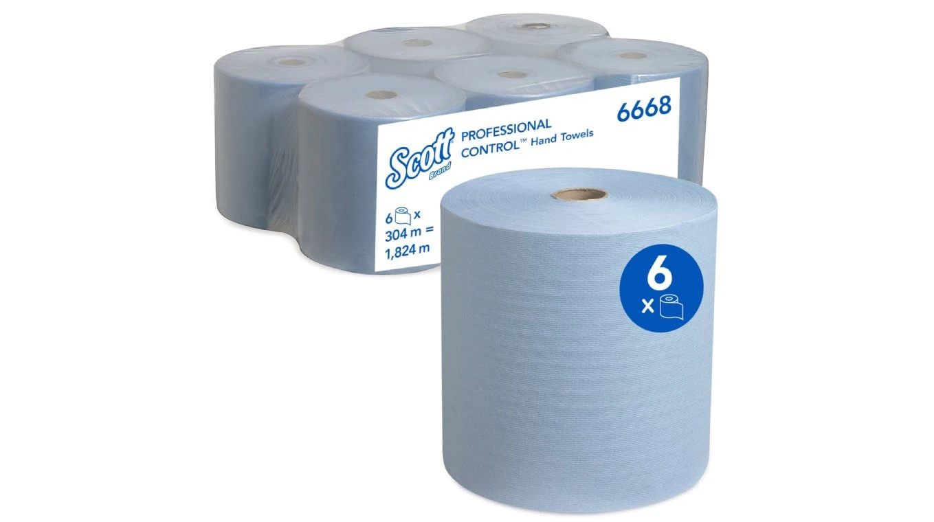 SCOTT Rouleaux d'essuie-mains en papier 1 couche, 6 rouleaux