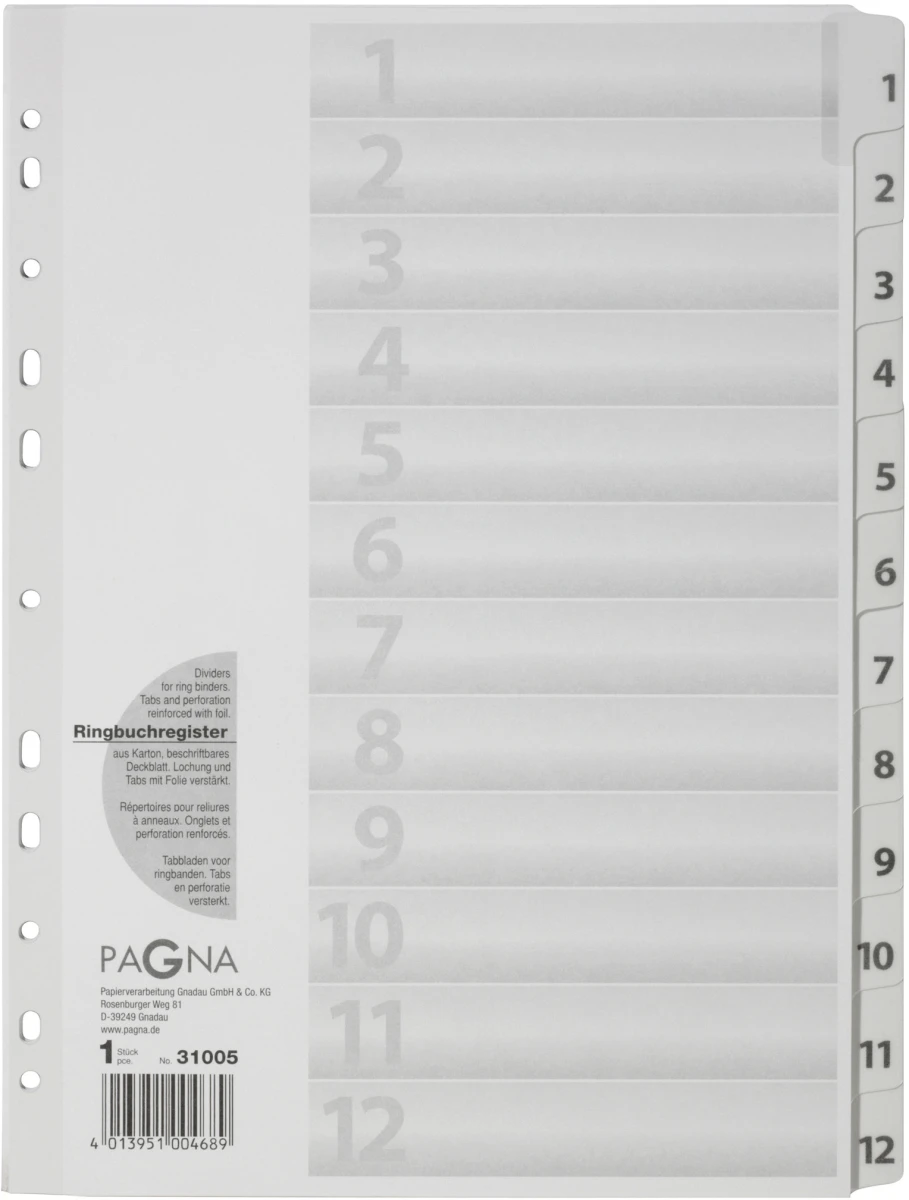 PAGNA Répertoire de chiffres 1 - 12